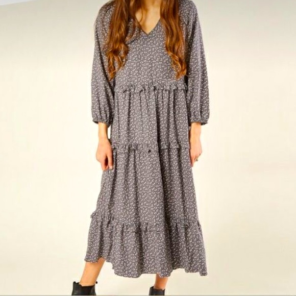 Rylee + Cru Ditsy Mabel Dress-Washed Indigo women's, Size S - Picture 2 of 8
